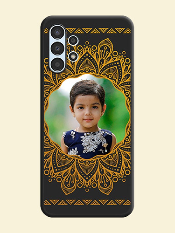 Round Image with Floral Design on Photo on Space Black Soft Matte Mobile Cover - Galaxy A13
