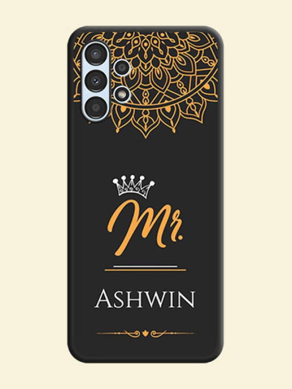 Mr Name with Floral Design  on Personalised Space Black Soft Matte Cases - Galaxy A13