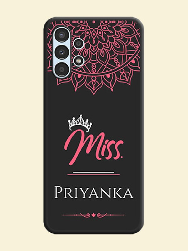 Mrs Name with Floral Design on Space Black Personalized Soft Matte Phone Covers - Galaxy A13