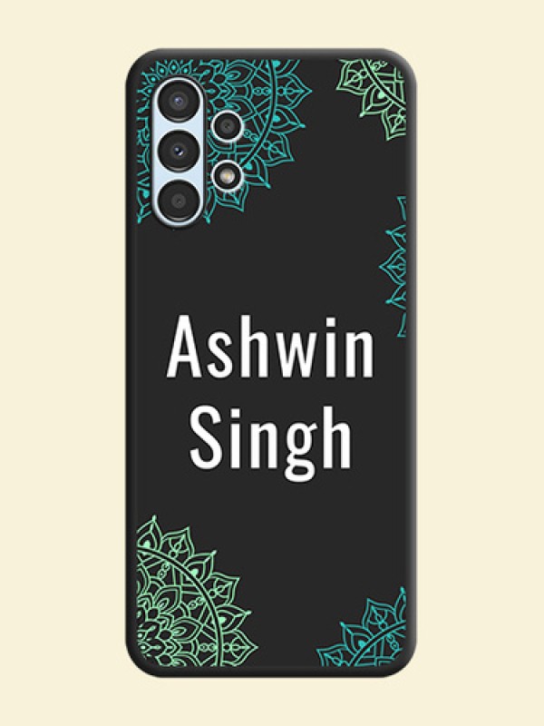 Your Name with Floral Design on Space Black Custom Soft Matte Back Cover - Galaxy A13
