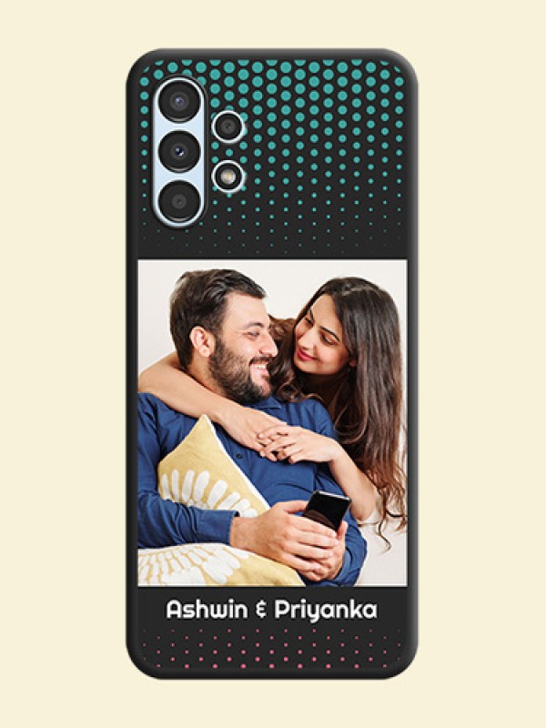 Faded Dots with Grunge Photo Frame and Text on Space Black Custom Soft Matte Phone Cases - Galaxy A13