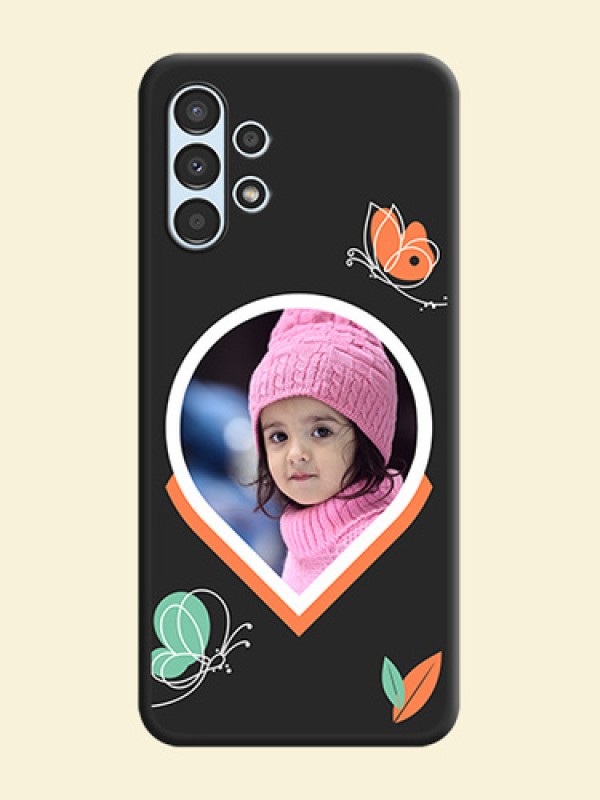 Upload Pic With Simple Butterly Design On Space Black Personalized Soft Matte Phone Covers -Samsung Galaxy A13