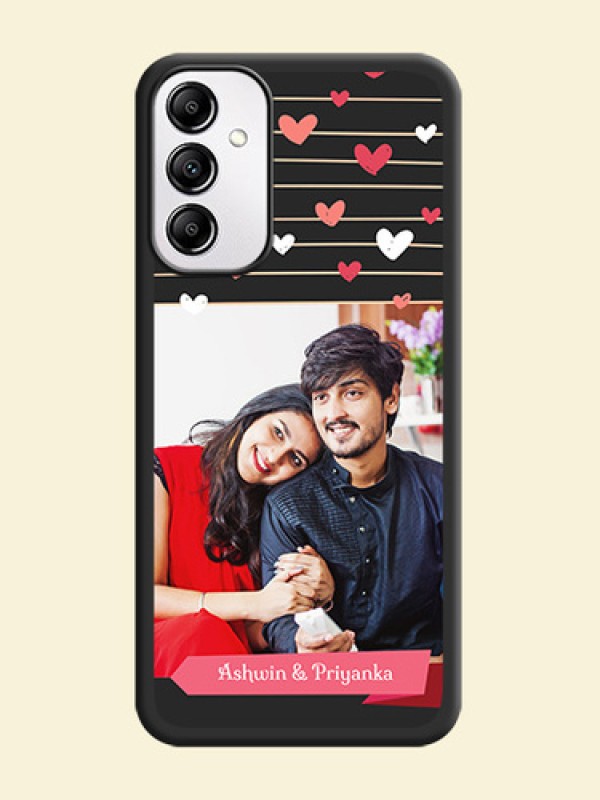 Love Pattern with Name on Pink Ribbon  - Photo on Space Black Soft Matte Back Cover -Galaxy A14 4G
