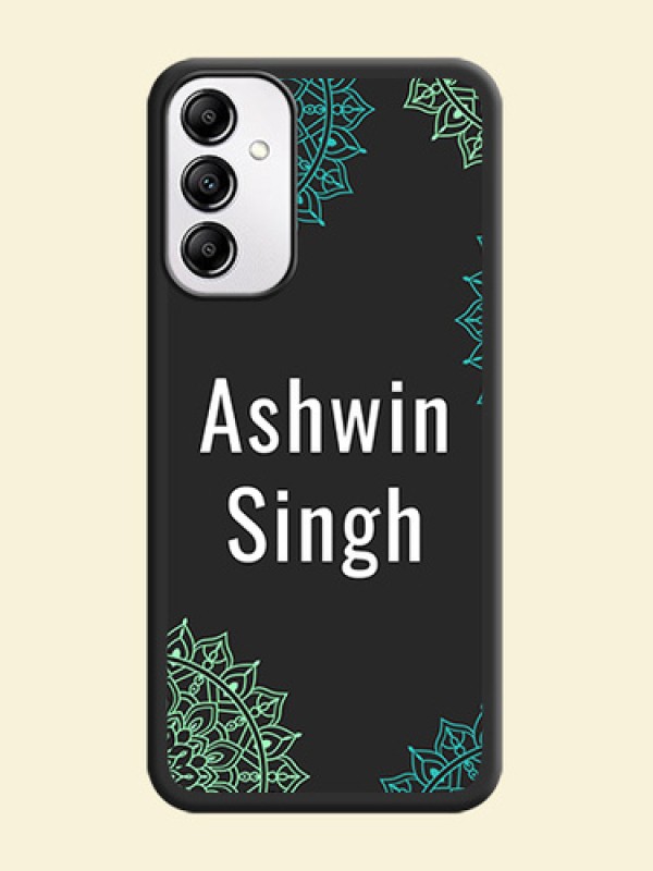 Your Name with Floral Design on Space Black Custom Soft Matte Back Cover -Galaxy A14 4G