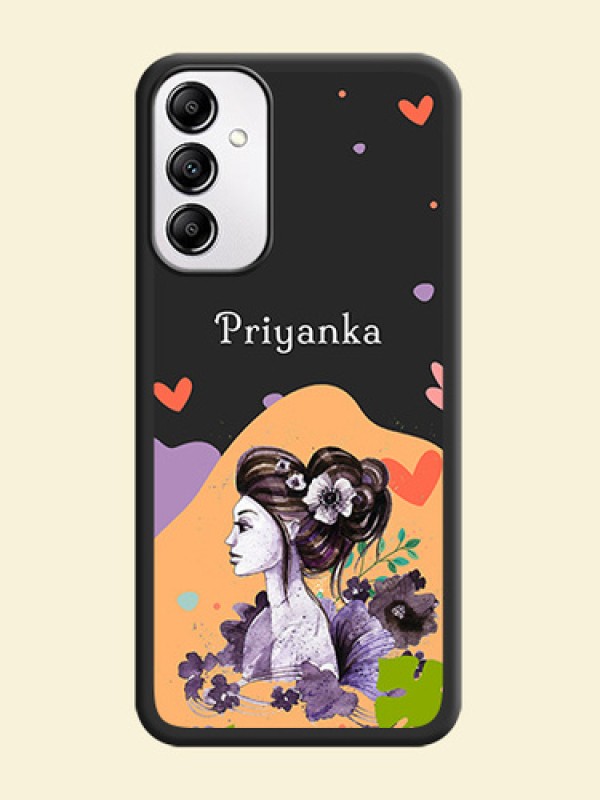 Namecase For Her With Fancy Lady Image On Space Black Personalized Soft Matte Phone Covers -AppleGalaxy A14 4G