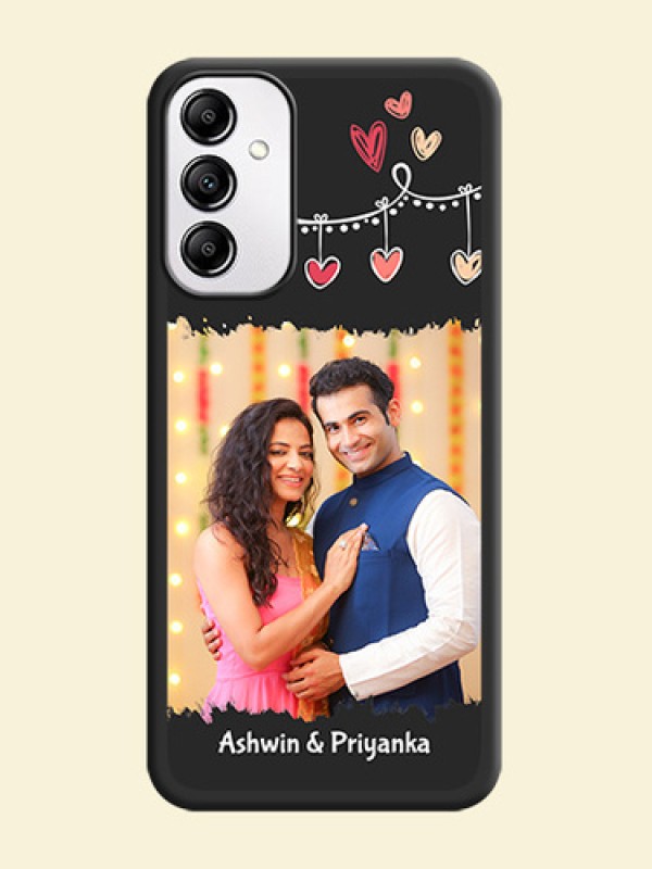 Pink Love Hangings with Name on Space Black Custom Soft Matte Phone Cases - Samsung Galaxy A14