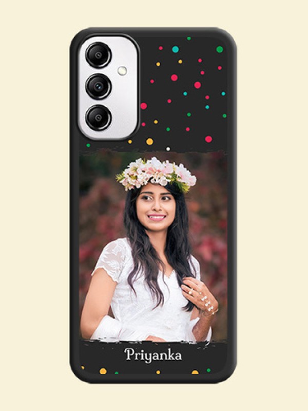 Multicolor Dotted Pattern with Text on Space Black Custom Soft Matte Phone Back Cover - Samsung Galaxy A14