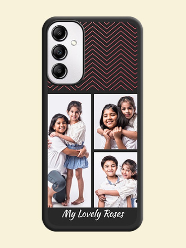 Wave Pattern with 3 Image Holder on Space Black Custom Soft Matte Back Cover - Samsung Galaxy A14
