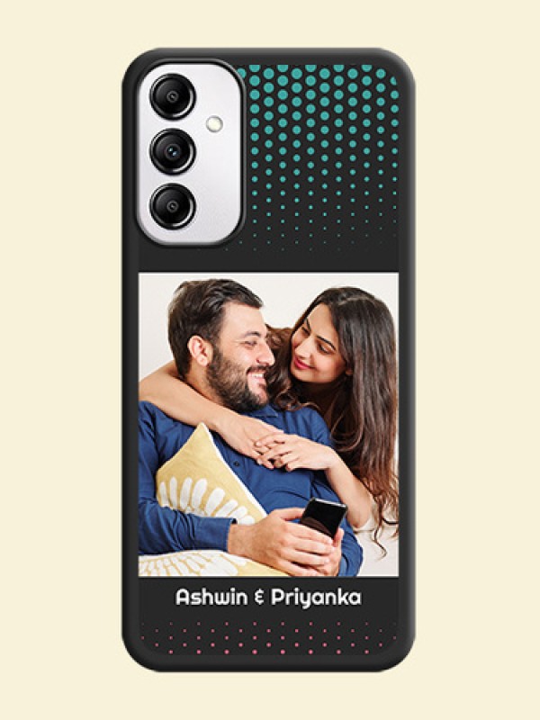Faded Dots with Grunge Photo Frame and Text on Space Black Custom Soft Matte Phone Cases - Samsung Galaxy A14