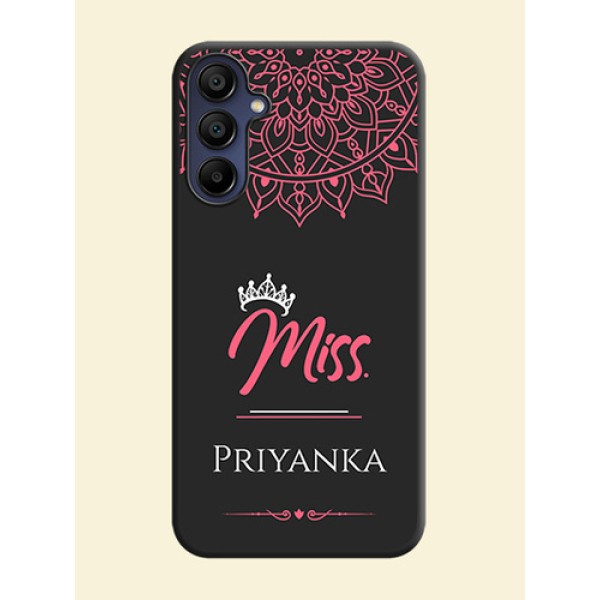 Mrs Name with Floral Design on Space Black Personalized Soft Matte Phone Covers - Galaxy A15 5G Mrs Name with Floral Design on Space Black Personalized Soft Matte Phone Covers - Galaxy A15 5G
