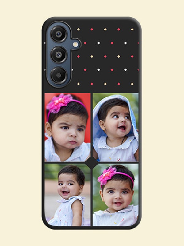 Multicolor Dotted Pattern with 4 Image Holder On Space Black Custom Soft Matte Mobile Back Cover - Galaxy A16 5G