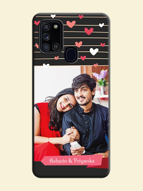 Love Pattern with Name on Pink Ribbon  - Photo on Space Black Soft Matte Back Cover - Galaxy A21S