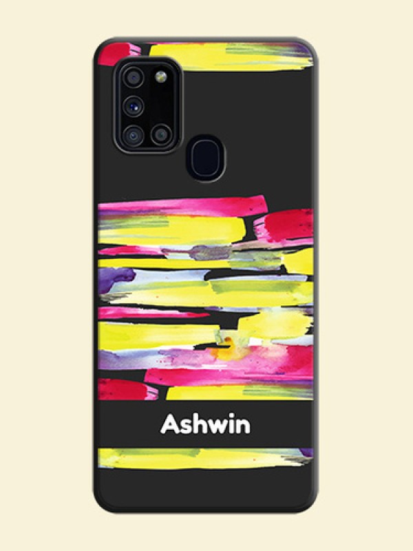 Brush Coloured on Space Black Personalized Soft Matte Phone Covers - Galaxy A21S