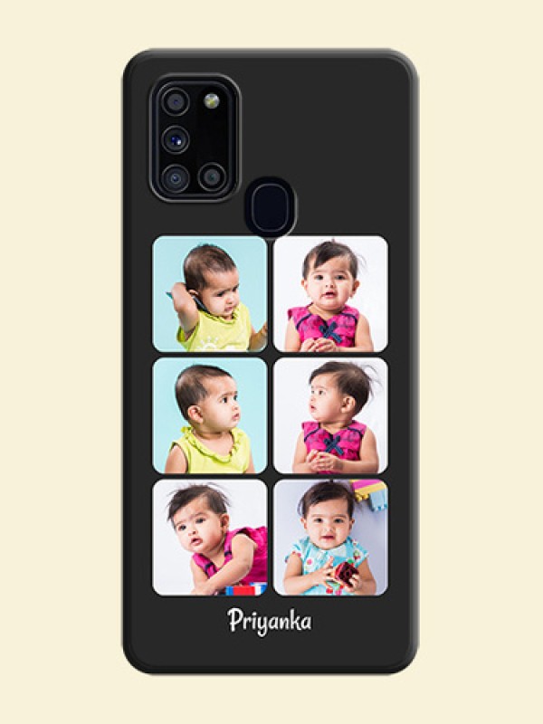 Floral Art with 6 Image Holder - Photo on Space Black Soft Matte Mobile Case - Galaxy A21S