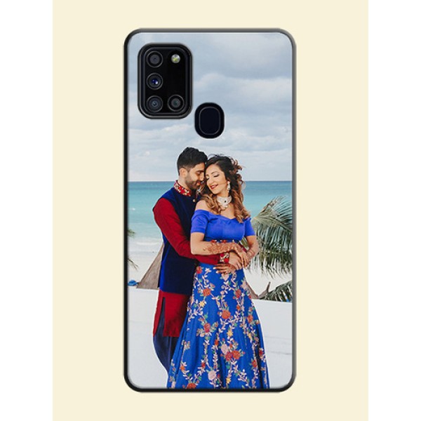Full Single Pic Upload On Space Black Personalized Soft Matte Phone Covers -Samsung Galaxy A21S