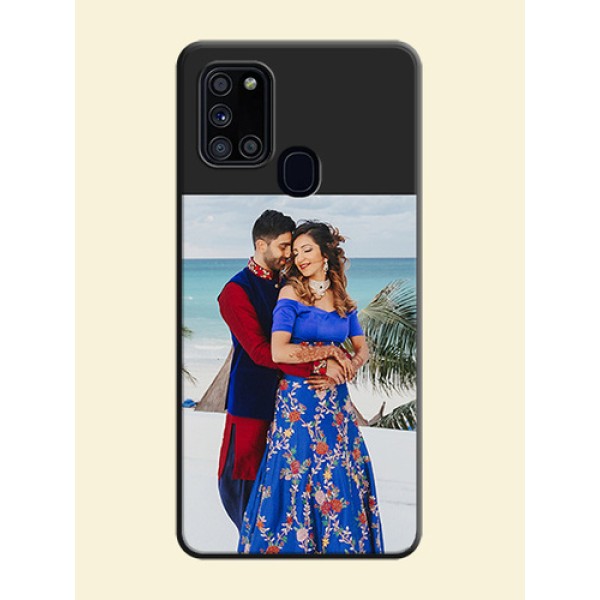 Image Upload With Space Black Color On Custom Soft Matte Mobile Back Cover - Samsung Galaxy A21S Image Upload With Space Black Color On Custom Soft Matte Mobile Back Cover - Samsung Galaxy A21S