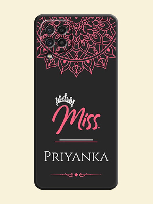 Mrs Name with Floral Design on Space Black Personalized Soft Matte Phone Covers - Galaxy A22 4G