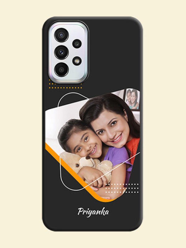 Yellow Triangle on Photo on Space Black Soft Matte Phone Cover - Galaxy A23