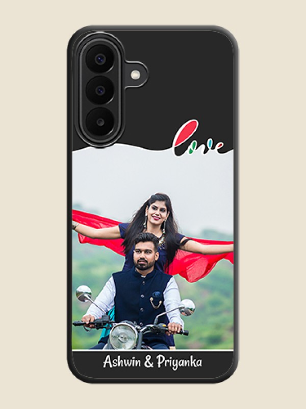 Fall in Love Pattern with Picture on Photo On Space Black Custom Soft Matte Mobile Back Cover - Samsung Galaxy A27 5G