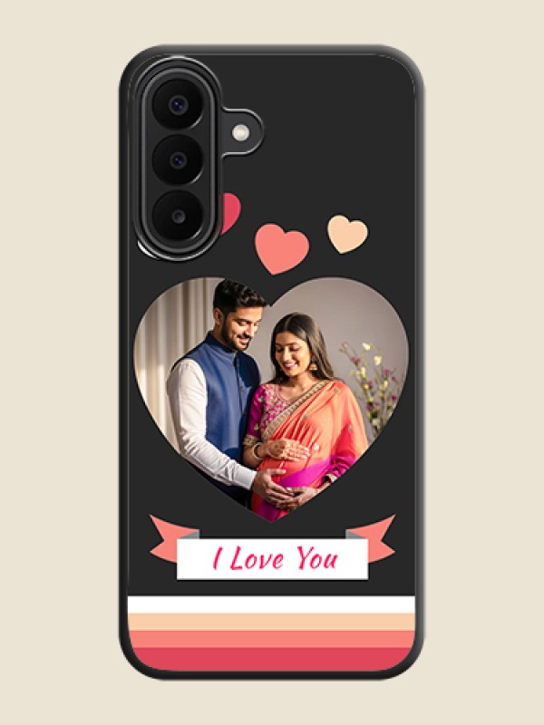 Love Shaped Photo with Colorful Stripes On Space Black Custom Soft Matte Mobile Back Cover - Samsung Galaxy A27 5G