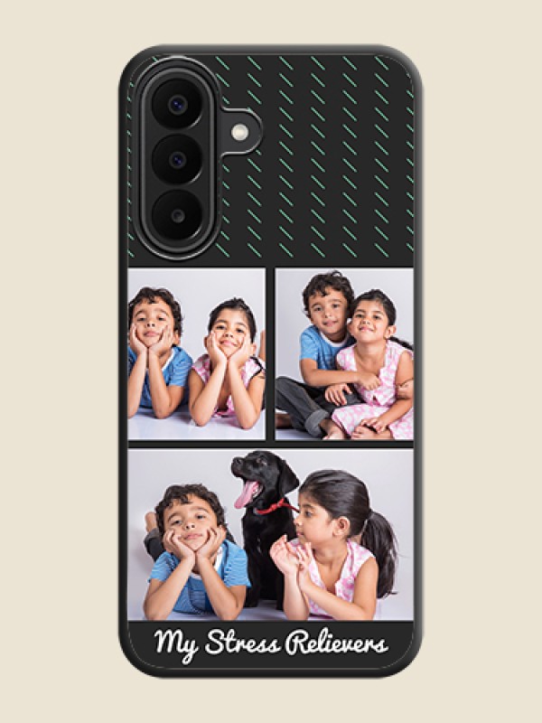 Cross Dotted Pattern with 2 Image Holder On Space Black Custom Soft Matte Mobile Back Cover - Samsung Galaxy A27 5G
