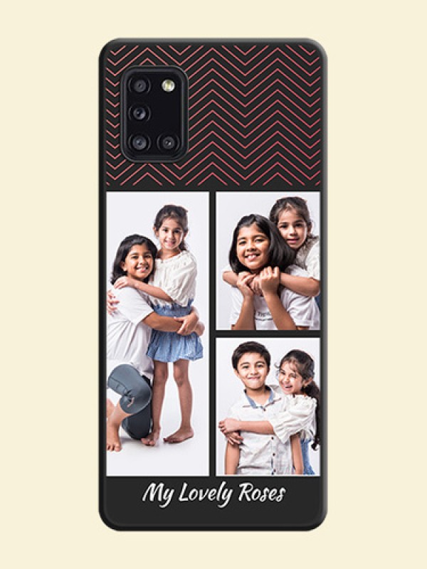 Wave Pattern with 3 Image Holder on Space Black Custom Soft Matte Back Cover - Galaxy A31