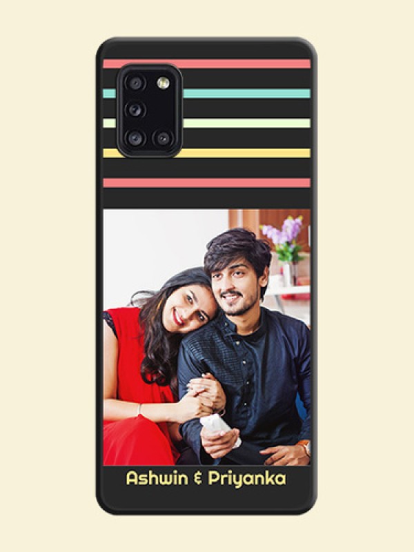 Color Stripes with Photo and Text on Photo on Space Black Soft Matte Mobile Case - Galaxy A31