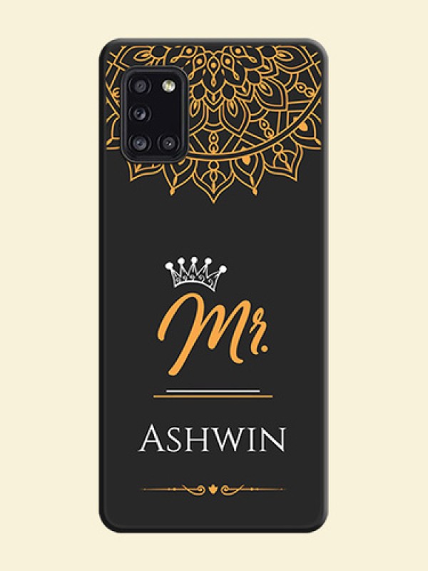 Mr Name with Floral Design  on Personalised Space Black Soft Matte Cases - Galaxy A31