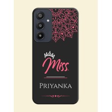 Mrs Name with Floral Design on Space Black Personalized Soft Matte Phone Covers - Galaxy A35 5G