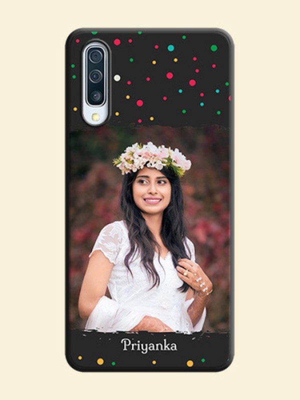 Multicolor Dotted Pattern with Text on Space Black Custom Soft Matte Phone Back Cover - Galaxy A50