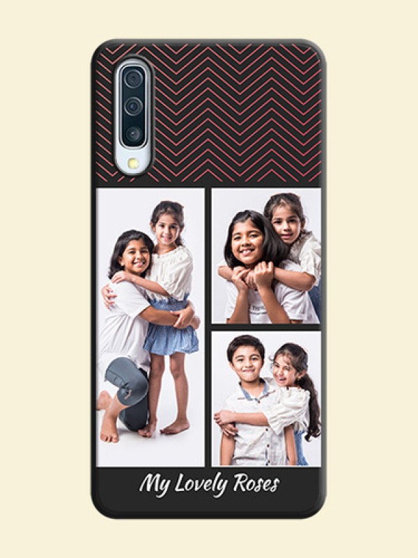 Wave Pattern with 3 Image Holder on Space Black Custom Soft Matte Back Cover - Galaxy A50