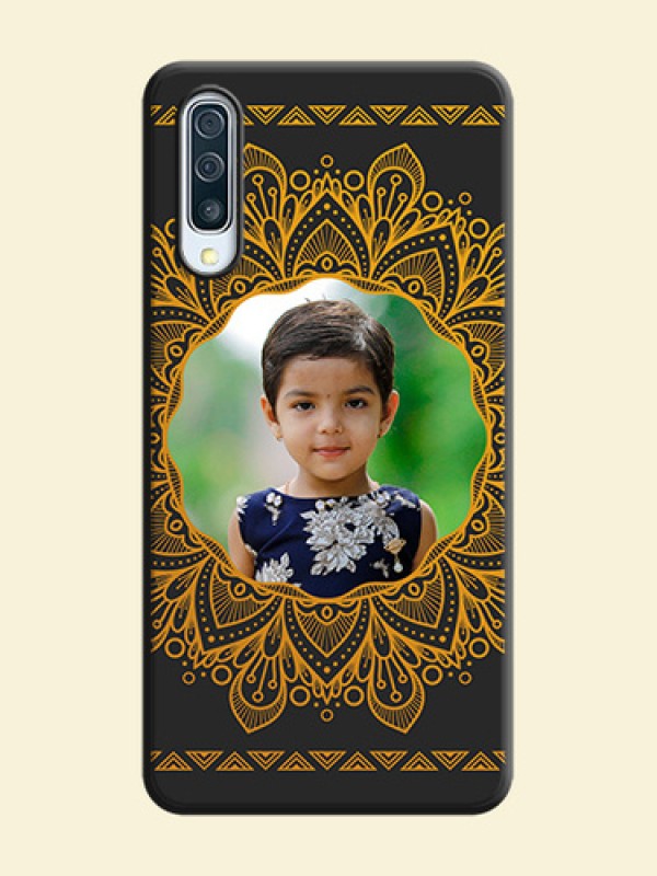 Round Image with Floral Design - Photo on Space Black Soft Matte Mobile Cover - Galaxy A50