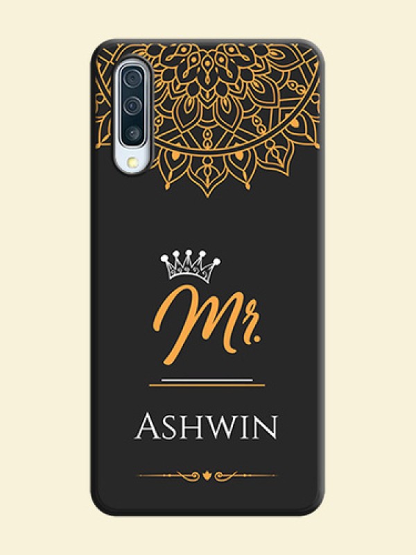 Mr Name with Floral Design  on Personalised Space Black Soft Matte Cases - Galaxy A50