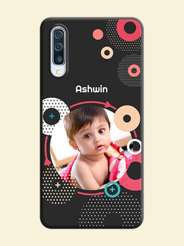Multicoloured Round Image on Personalised Space Black Soft Matte Cases - Galaxy A50S