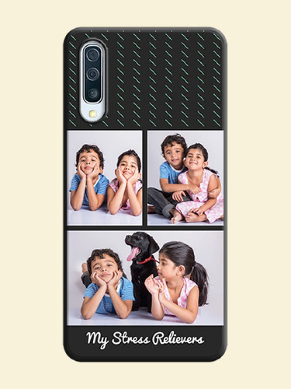 Cross Dotted Pattern with 2 Image Holder  on Personalised Space Black Soft Matte Cases - Galaxy A50S