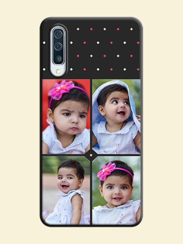 Multicolor Dotted Pattern with 4 Image Holder on Space Black Custom Soft Matte Phone Cases - Galaxy A50S