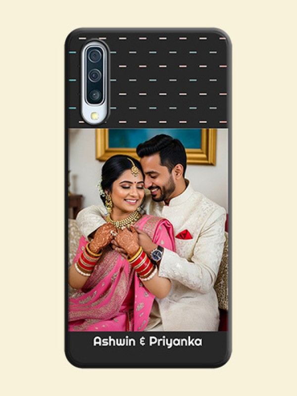 Line Pattern Design with Text on Space Black Custom Soft Matte Phone Back Cover - Galaxy A50S