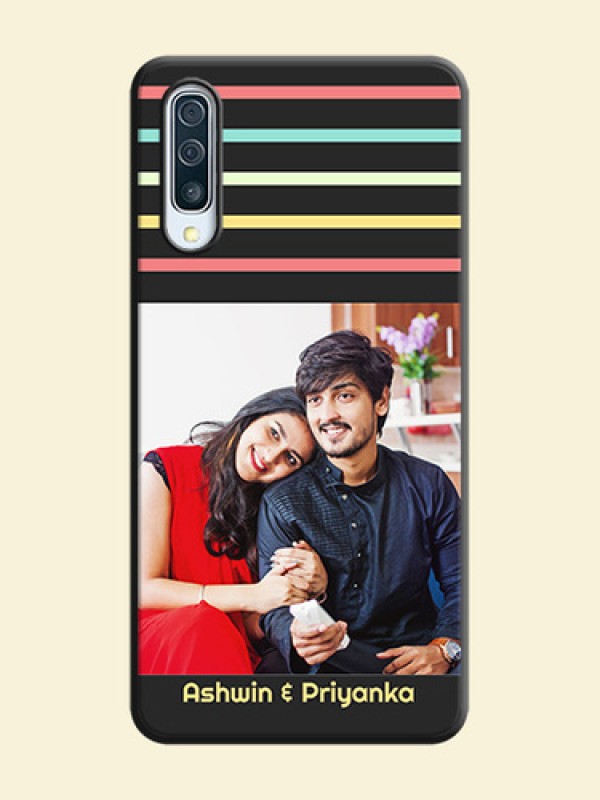 Color Stripes with Photo and Text - Photo on Space Black Soft Matte Mobile Case - Galaxy A50S