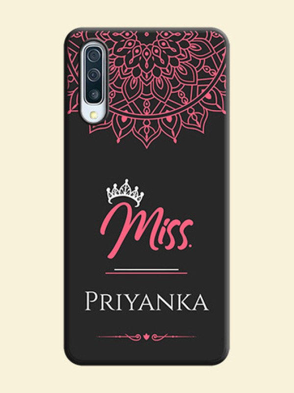 Mrs Name with Floral Design on Space Black Personalized Soft Matte Phone Covers - Galaxy A50S