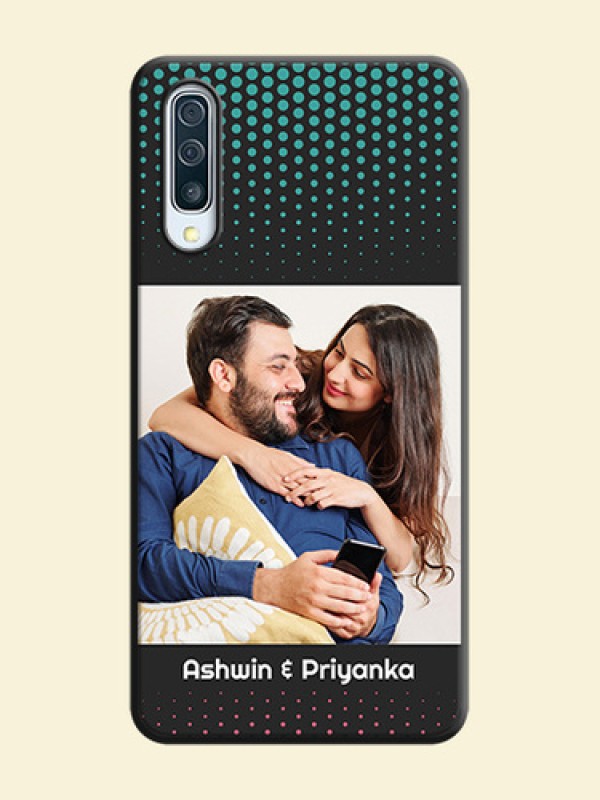 Faded Dots with Grunge Photo Frame and Text on Space Black Custom Soft Matte Phone Cases - Galaxy A50S