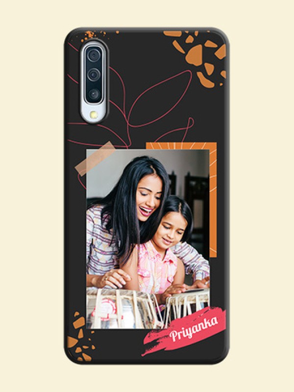 Orange Photo Frame on Space Black Custom Soft Matte Phone Back Cover - Galaxy A50S