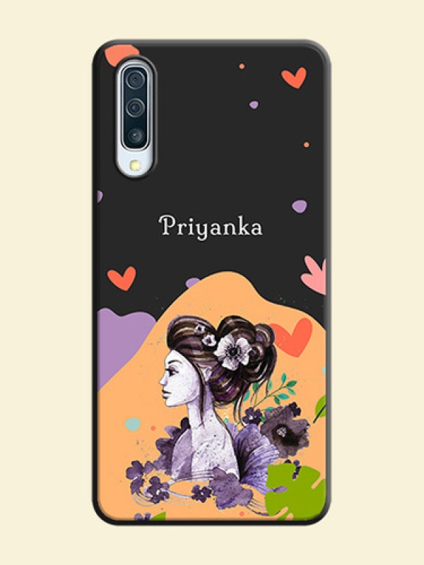 Namecase For Her With Fancy Lady Image On Space Black Personalized Soft Matte Phone Covers -Samsung Galaxy A50S