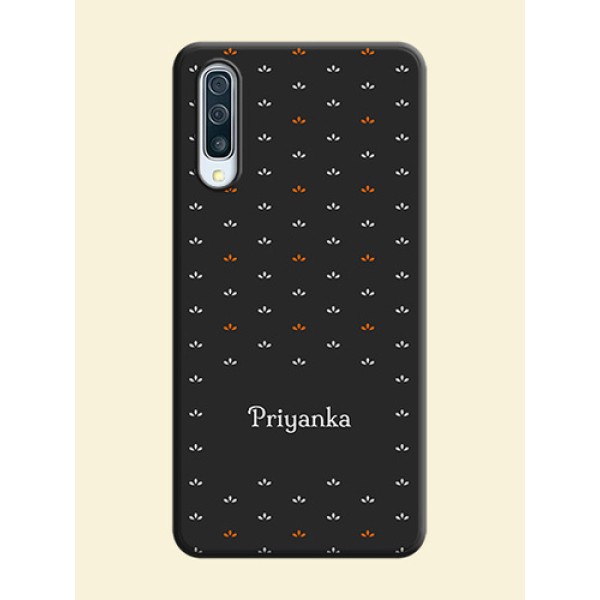 Simple Pattern With Custom Text On Space Black Personalized Soft Matte Phone Covers -Samsung Galaxy A50S Simple Pattern With Custom Text On Space Black Personalized Soft Matte Phone Covers -Samsung Galaxy A50S