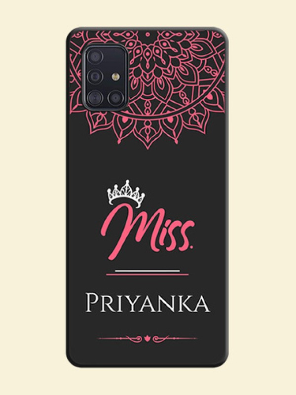 Mrs Name with Floral Design on Space Black Personalized Soft Matte Phone Covers - Galaxy A51
