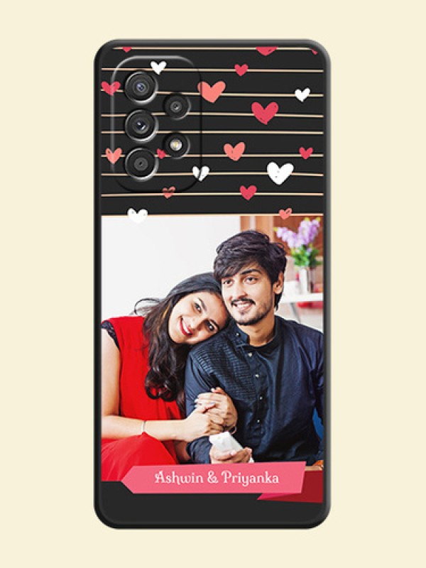 Love Pattern with Name on Pink Ribbon  on Photo on Space Black Soft Matte Back Cover - Galaxy A52s 5G