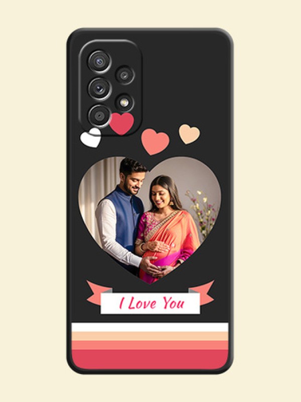Love Shaped Photo with Colorful Stripes on Personalised Space Black Soft Matte Cases - Galaxy A52s 5G