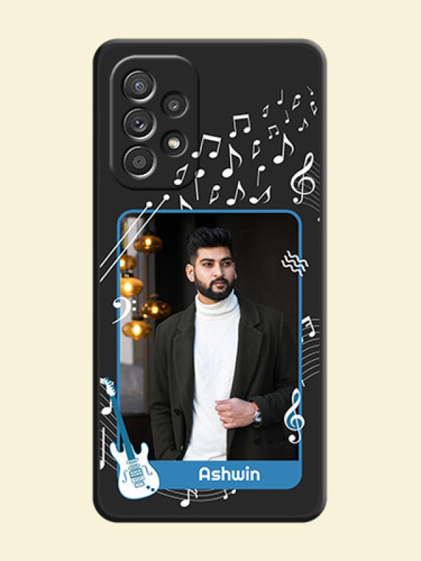 Musical Theme Design with Text on Photo on Space Black Soft Matte Mobile Case - Galaxy A52s 5G