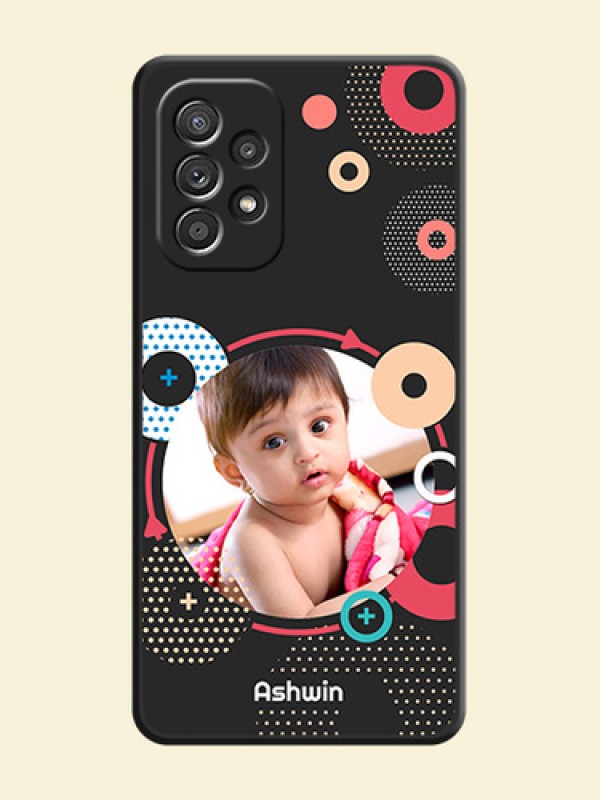 Multicoloured Round Image on Personalised Space Black Soft Matte Cases - Galaxy A52s 5G
