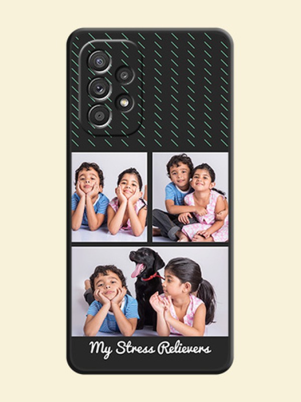 Cross Dotted Pattern with 2 Image Holder  on Personalised Space Black Soft Matte Cases - Galaxy A52s 5G