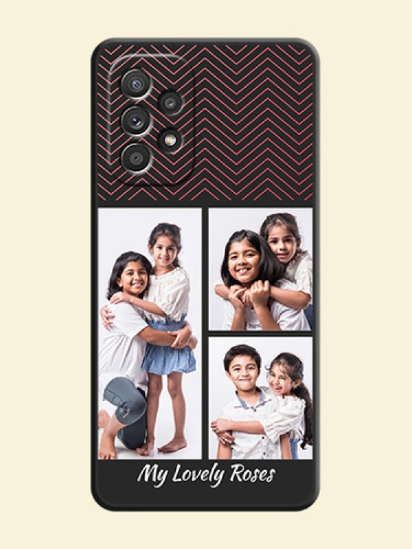 Wave Pattern with 3 Image Holder on Space Black Custom Soft Matte Back Cover - Galaxy A52s 5G